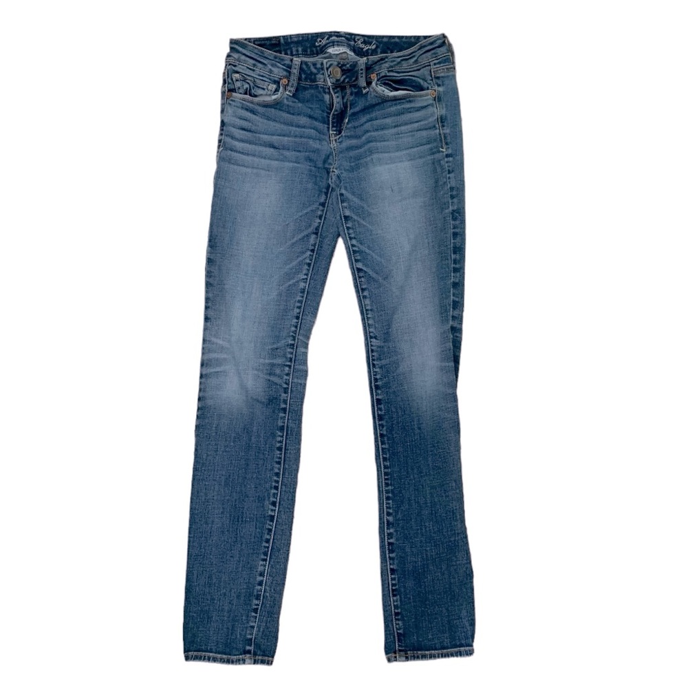 AEO low rise skinny super stretch medium wash skinny ankle jeans size 4